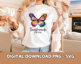 Werset biblijny w języku hiszpańskim - Frases religiosas T-shirt Motywacyjny cytat PNG Inspirujący chrześcijański projekt koszulki Cyfrowe pobieranie