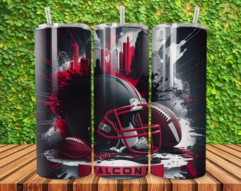 Falcon 20oz Skinny Tumbler Wrap PNG, Sport 20oz Tumbler PNG, Mascot Sublimation Tumbler PNG Download digitale, Football Tumbler