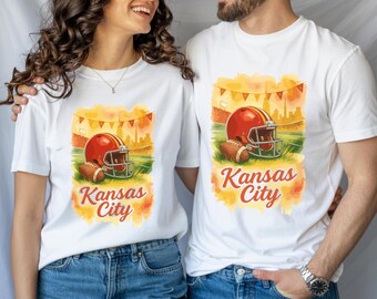 Kansas City Watercolor Fall Football Shirt png, Football & Flannels png, Game Day Football PNG, Fall Shirt png, Football Mama png, Football