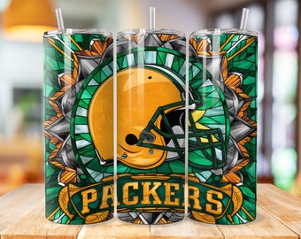 Green Bay 20 onças Skinny Tumbler Wrap PNG, Sport 20 onças Tumbler PNG, Mascot Sublimation Tumbler PNG Digital Download, Football Tumbler