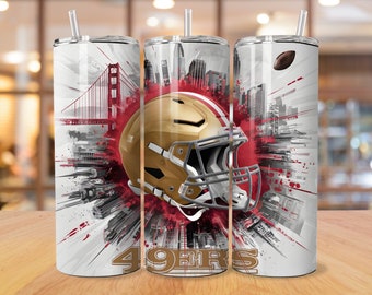 San Francisco 20oz Skinny Tumbler Wrap PNG, Sport 20oz Tumbler PNG, Mascot Sublimation Tumbler PNG Digital Download, Football Tumbler