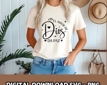 Versetto della Bibbia in spagnolo - Frasi religiose SVG - T-shirt con citazione motivazionale PNG Design di maglietta cristiana ispiratrice - Frasi bibliche SVG