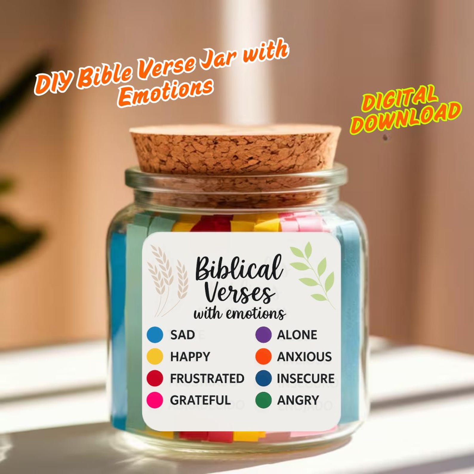 DIY Color Coded Bible Verse Jar Kit, Read Me When Jar, Printable ...