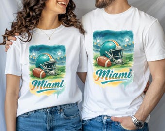 Miami Watercolor Fall Football Shirt png, Football & Flannels png, Game Day Football PNG, Fall Shirt png, Football Mama png, Football