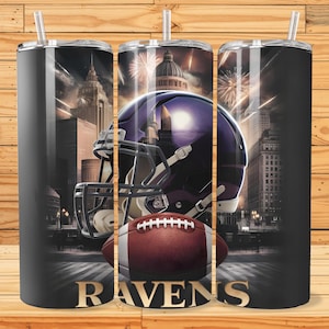 Corbeau 20 oz skinny gobelet Wrap PNG, sport 20 oz gobelet PNG, mascotte Sublimation gobelet PNG en téléchargement numérique, gobelet de football