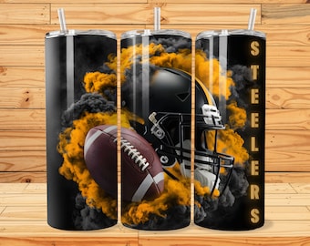 Pittsburgh 20oz Skinny Tumbler Wrap Design Sublimazione, Bicchiere da football americano, Modello da 20oz Dritto Tumbler Wrap, Download istantaneo, PNG