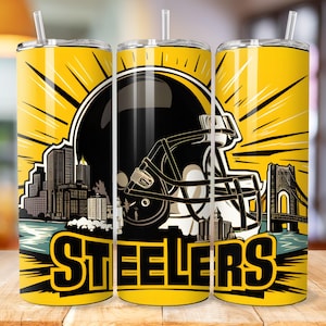 Pittsburgh 20oz Skinny Tumbler Wrap Design Sublimation, American Football Tumbler, 20oz Template Straight Tumbler Wrap,Instant Download, PNG