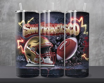San Francisco 20oz Skinny Tumbler Wrap PNG, Sport 20oz Tumbler PNG, Mascot Sublimation Tumbler PNG Digital Download, Football Tumbler