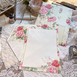 Fogli e buste italiane 10 carta da lettere Luxury Stationery vintage rose hot stamping card regalo