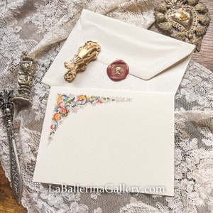 Italian sheet and envelope letter paper cards Florentine traditional pattern of Florence Italy Luxury Stationery hot stamping gold gild