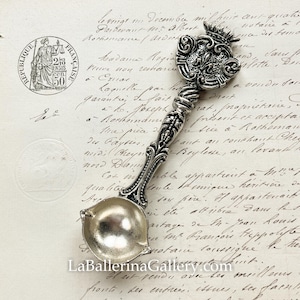 Cuchara de lacre con sello barroco italiano, relieve florentino Medici, aleación plateada, estilo vintage, regalo original de Italia.