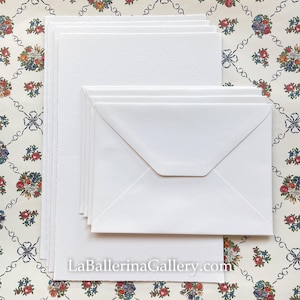 Papel de carta italiano en hojas y sobres, tarjetas con borde desbarbado, papelería de lujo de Florencia, papel de algodón blanco