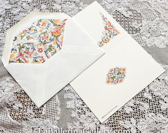 Italian sheet and envelope letter paper cards Florentine traditional pattern of Florence Italy Luxury Stationery hot stamping gold gild