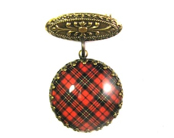 Scottish and Irish Tartan Jewelry Brodie Tartan Petite Embossed Fob Brooch