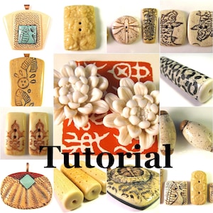 Polymer Clay Tutorial ENGLISH ONLY Digital Pdf Format Fabulous Faux Bone and Ivory 10 Recipes, 2 Methods, 6 Projects 2 Mini Finishing Tuts image 1