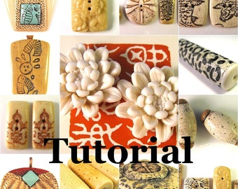 Polymer Clay Tutorial ENGLISH ONLY Digital Pdf Format Fabulous Faux Bone and Ivory - 10 Recipes, 2 Methods, 6 Projects 2 Mini Finishing Tuts