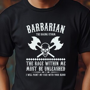 Barbarian D+D T-Shirt, Funny, Gaming Tee, DnD Player, Unisex, Unique, DM, D&D, Roleplay, Dungeons and Dragons, Roleplay, RPG, Cool, Nerd Tee