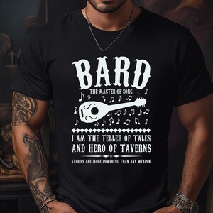 Bard D+D T-Shirt, Funny, Gaming Tee, DnD Player, Unisex, Unique, DM, D&D, Roleplay Tee, Dungeons and Dragons, Roleplay, RPG, Cool, Nerd Tee