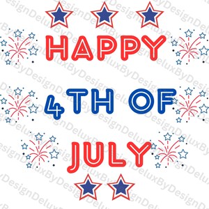Feliz 4 de julio PNG Diseño Descarga digital instantánea Tarjeta de decoración imprimible / Día de la Independencia de EE. UU. América Clip Art / Estrellas de fuegos artificiales