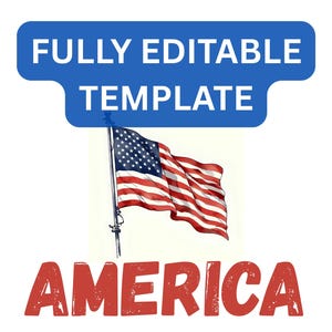 EDITIERBARE Amerikanische Flagge Canva-Datei | Vierter Juli | Für Kleidung, Karten, Urlaub Dekoration | USA Flagge | Download Datei zum Unabhängigkeitstag