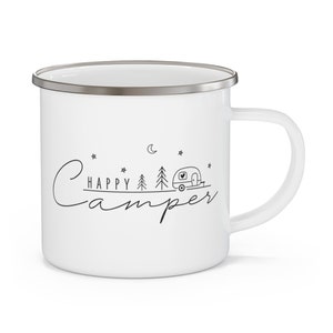 Tasse de camping en émail imprimé Happy Camper