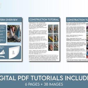 May include: Digital PDF tutorials for crafting witch hats, featuring detailed instructions across six pages with 38 images. Includes pattern overview, material recommendations, and step-by-step construction tutorials.