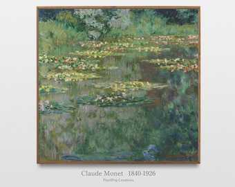 Claude Monet Water Lilies Nymphéas, Impressionist Landscape Painting Summer Garden Flower Pond Print Monet Wall Art Digital Download
