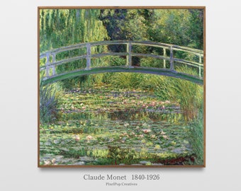 Claude Monet Water Lilies and Japanese Bridge Le Pont Japonais, Impressionist Landscape Painting Summer Garden Print Monet Wall Art Digital