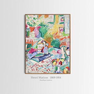 Henri Matisse Interior with a Young Girl, Colorful Portrait Painting Abstract Art Print Fauvism Painting Wall Art Decor Digital Download
