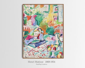 Henri Matisse Interior with a Young Girl, Colorful Portrait Painting Abstract Art Print Fauvism Painting Wall Art Decor Digital Download
