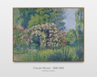 Vintage Claude Monet Painting The Artist's Garden Digital Print, Famous Impressionist Landscape Painting Nature Wall Art Digital Download