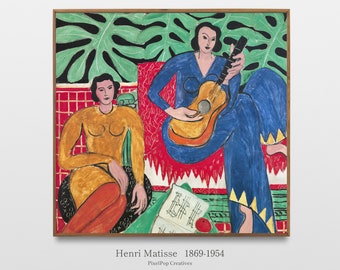 Henri Matisse Music 1939, Modern Colorful Portrait Painting Abstract Art Print Fauvism Painting Famous Wall Art Decor Digital Download