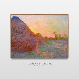 Claude Monet Grainstacks, 1890, Stacks of Wheat, Impressionist Landscape Painting Print Country Print Monet Flora Wall Art Digital Download