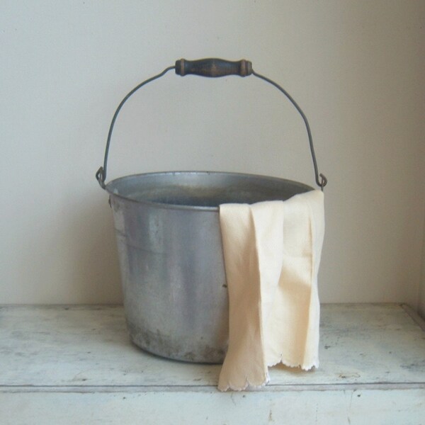 vintage metal feed bucket