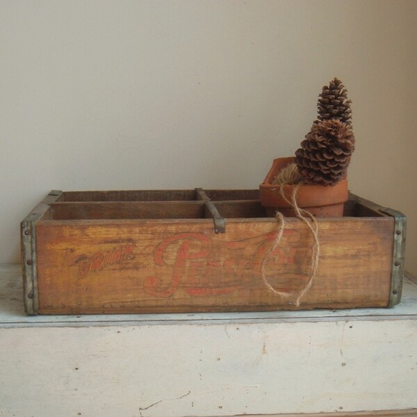 vintage primitive divided pepsi crate 1960s