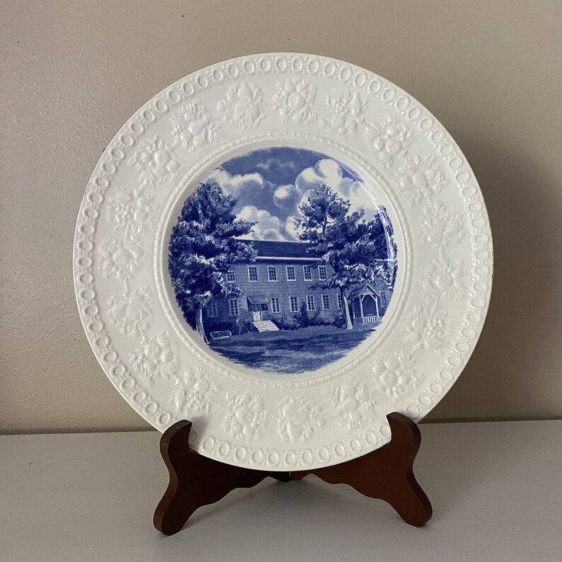 Rare Wedgwood Kansas Shawnee Mission Centennial Plate Blue Transferware