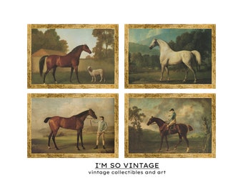 Horse Gallery Art | Antique Oil Painting | Equestrian Prints | PRINTABLE INSTANT DOWNLOAD 339