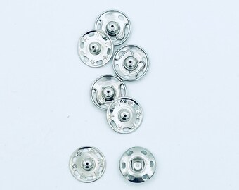 Große Druckknöpfe, Größe 10, 3/4" (21mm), 4er Set, Dritz Sew-on Snaps – Nickel – Größe 10, 80 21 65