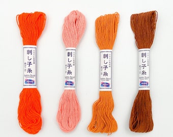 Hilo Olympus Sashiko, Hilo Sashiko Naranja, Hilo de Algodón Japonés para Costuras Sashiko