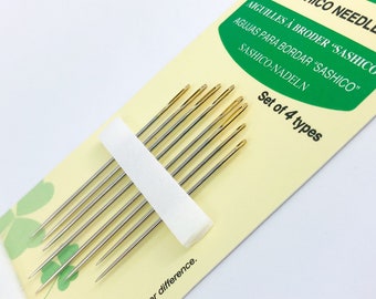 Sashiko Needles, Clover Gold Eye Sashiko Needles,  Set of Needles in 4 different sizes for Sashiko Embroidery