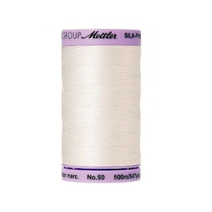 May include: A spool of white thread with the text "GROUP Mettler SILK-FINISH" on the label. The label also includes the text "No. 50" and "500m/547yd".