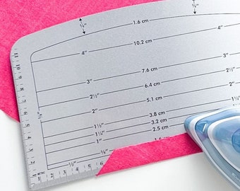 Dritz EZY Hem Gauge, Hemming Ruler, Sewing Ruler, Pressing tool for Sewing, Quilting and bag making