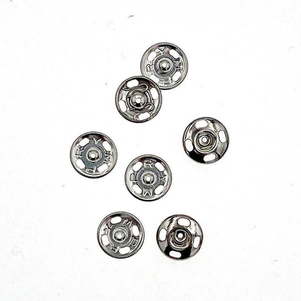 Sew on snaps, Size 3, 1/2" (12mm), Set of 4, Dritz Sew-on Snaps – Nickel – Size 3