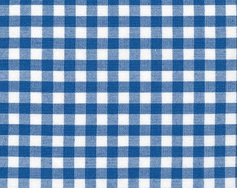 Carolina Gingham, Royal Blue White Gingham Fabric, Fabric by the half Yard, 1/4” in Royal