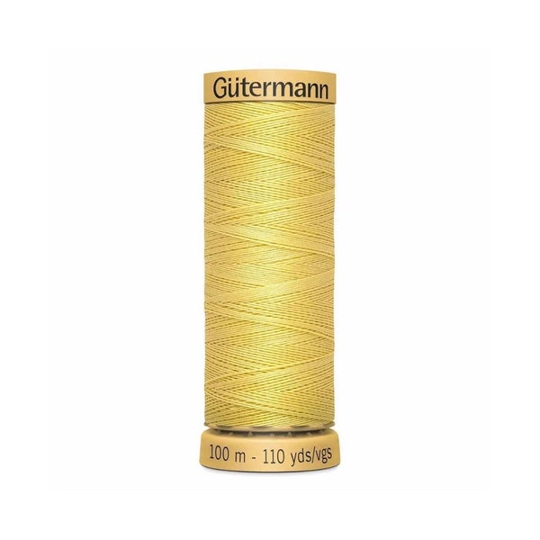 Sewing Thread, Yellow Cotton Thread, Gutermann 1600, Mercerized Cotton Thread, 110 Yards, Gutermann Thread in Yellow