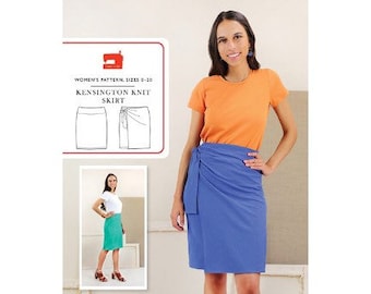 Wrap skirt sewing pattern, Kensington Knit Skirt by Liesl + CO. Estampado De costura
