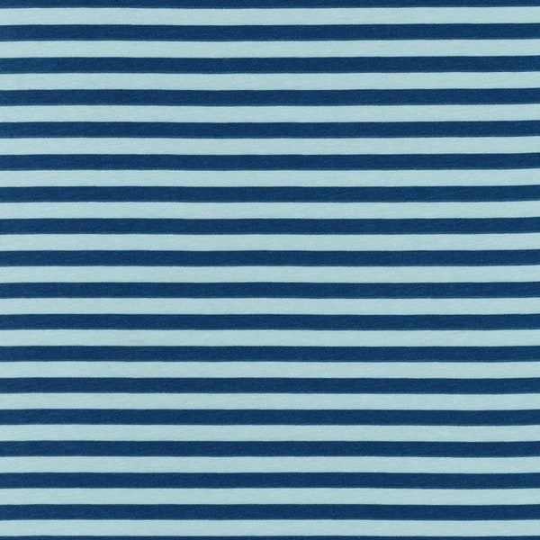 Navy Blue Striped Knit Fabric - Jersey Knit Fabric - Cotton Knit Material, Apparel Fabric, T- Shirt Fabric, Carolyn Friedlander Blake