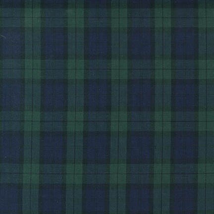 Navy Green Tartan Plaid Fabric, Fabric by the half Yard, Black Watch Plaid Cotton Fabric,  Sevenberry Classic Plaids, in Hunter