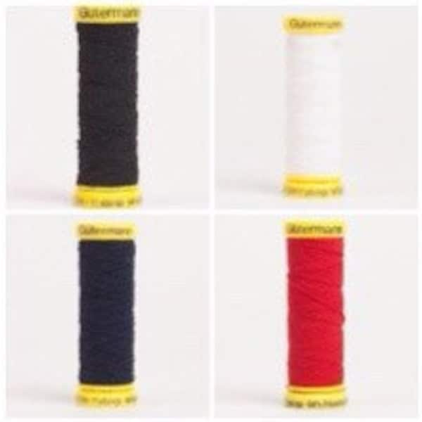 Gutermann Elastic Thread, Elastic Sewing Thread, Shirring Elastic, Red, White, Black or Navy, you choose.