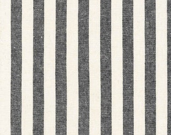 Black and White Striped Fabric, Essex Yarn Dyed Linen, Linen fabric, Fabric by the Half Yard